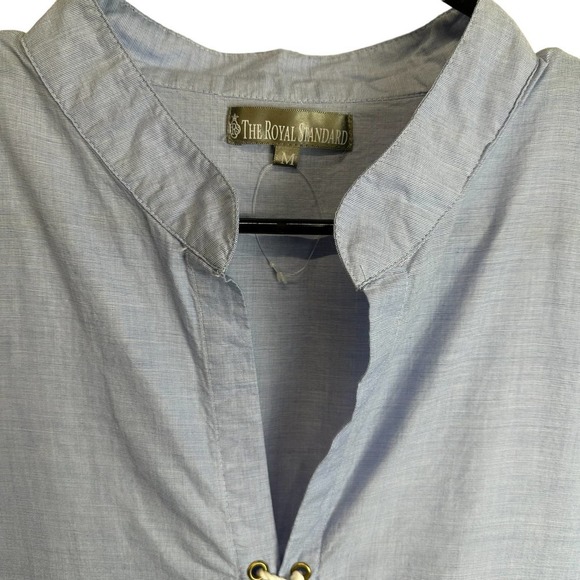 The Royal Standard Boho Tops Women’s sz. MEDIUM Blue Peplum Embroidered - Picture 3 of 9